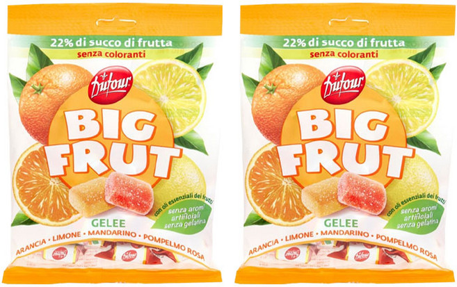 Dufour BIGFRUT軟糖 柳橙+檸檬+柑橘+葡萄柚口味, 2個, 150g