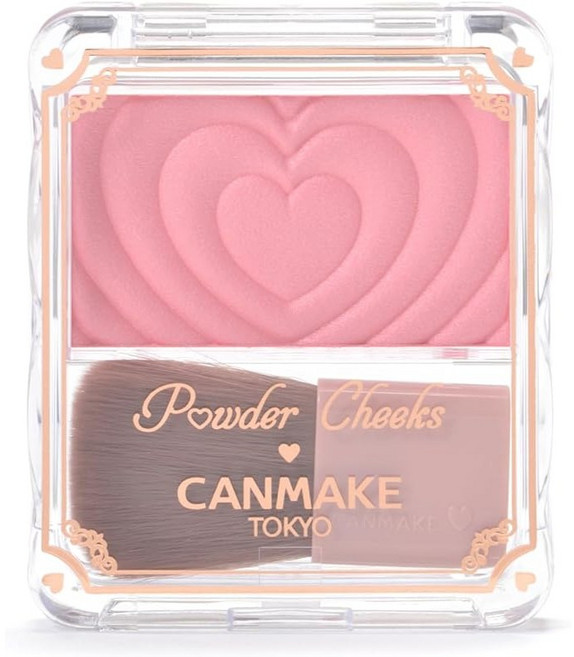 CANMAKE 愛心浮雕腮紅盤 P01桃花粉 柔滑顯色 附蓬鬆刷具, 1個