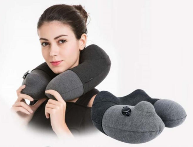 Travelicons 可折疊可洗旅行枕 按壓式充氣 U型護頸枕