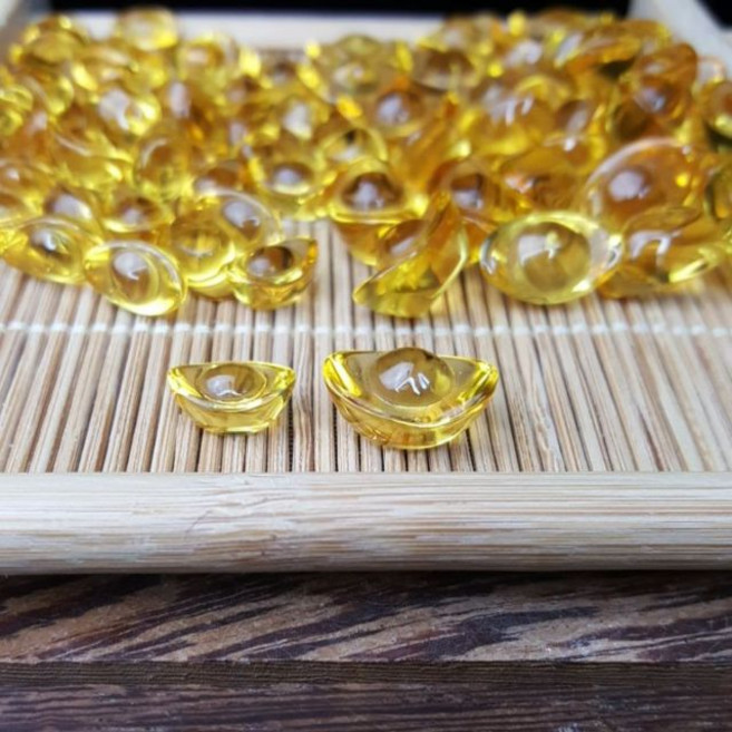 靖靖水晶礦石迷你元寶 招財擺件 新年禮物 批發衝評價衝量, 琉璃元寶,1.4cm 100顆