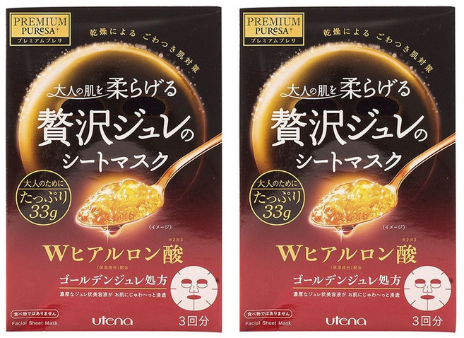 utena 佑天蘭 PREMIUM PURESA黃金果凍面膜 玻尿酸, 2個, 3片