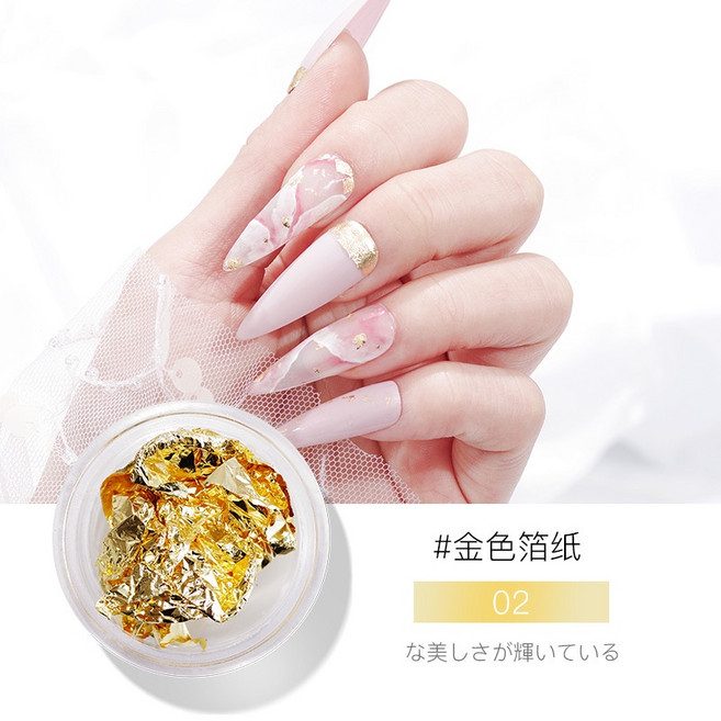 婕媚兒 美甲裝飾箔紙 DIY指甲貼片材料, 1個, 金箔