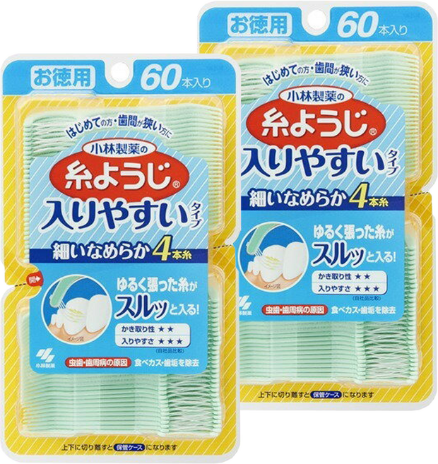 KOBAYASHI 小林製藥 細滑牙線棒, 2個, 60入