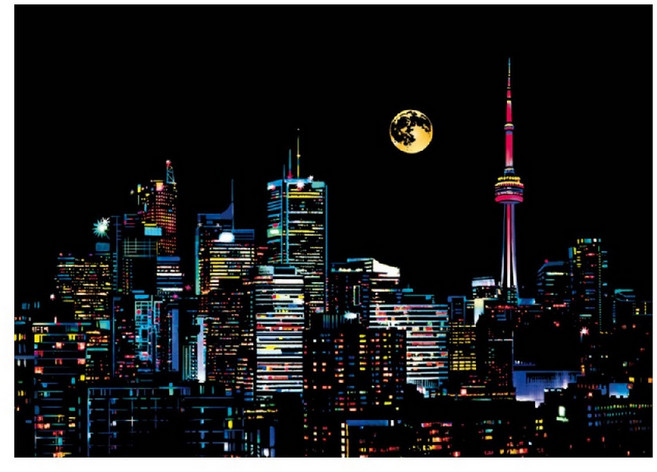 桔比雜貨舖 城市夜景刮畫 七彩世界風景手工DIY 紓壓藝術創作, I現貨I 加拿大