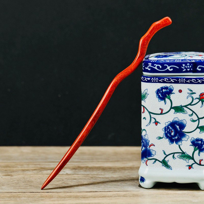 天龍紡 綠檀木烏木髮簪 加長款23cm