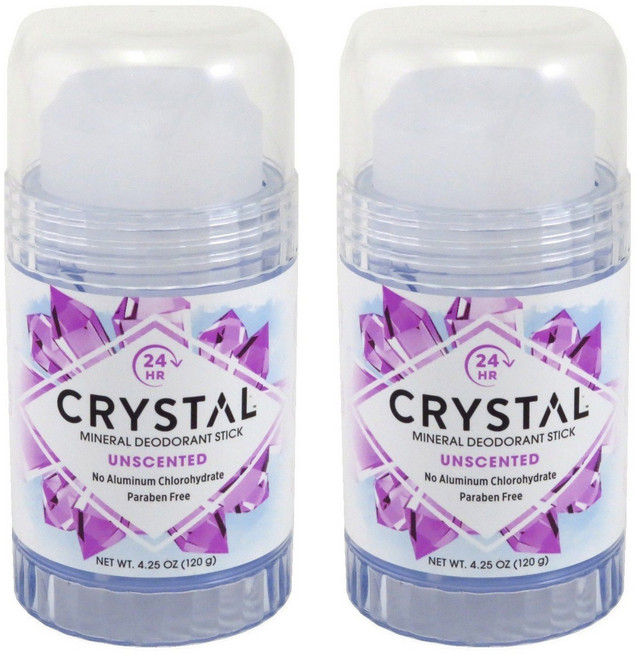 美國 CRYSTAL 長效淨味礦物鹽身體固體除臭棒 無香, 120g, 2支