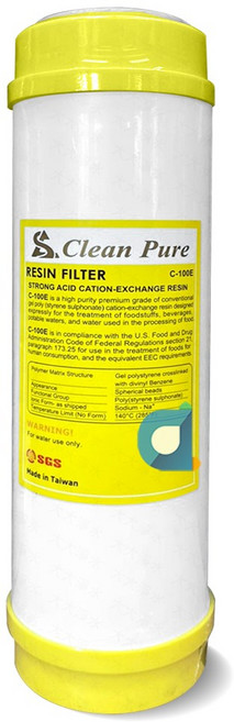 CLEAN PURE 10英吋標準型離子交換樹脂濾心 台灣製造 SGS認證 抑制水垢 軟化水質, 1個, C-100E
