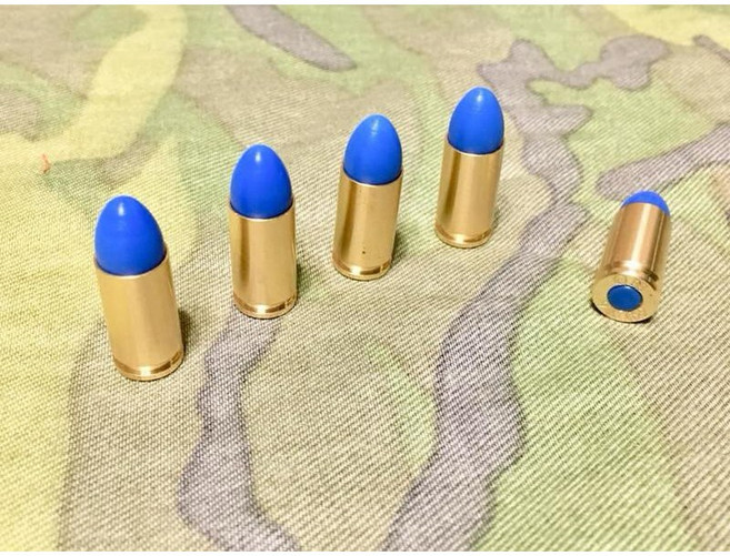 《K.T.T. 監製》9mm練習彈 (一組5枚) 射擊訓練專用 耐用材質 模擬真實彈藥外觀, 金色, 1個