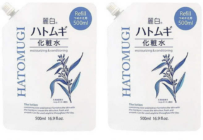 KUMANO 熊野油脂 麗白薏仁化妝水補充包, 500ml, 2包