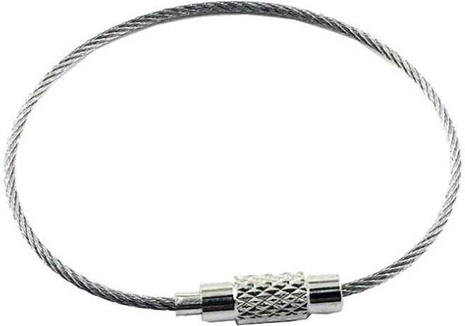 超耐重 鋼索鑰匙圈 O型環 不鏽鋼 線徑1.5mm 長 行李牌吊繩 吊飾, 1個, 銀黑