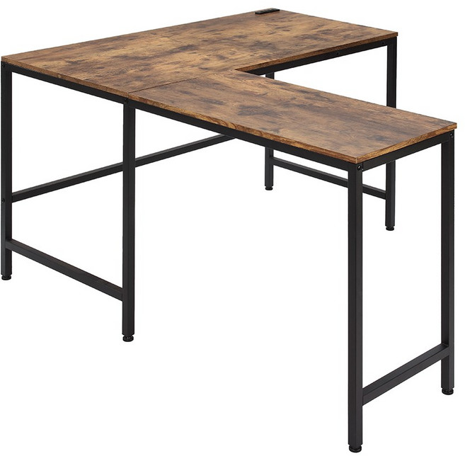 高屋 L型木紋工作桌/電腦桌 (120x80cm/附插座/工業風/灰色/台灣製) 復古木紋色 板岩灰木紋, 復古木紋色, 板岩灰木紋