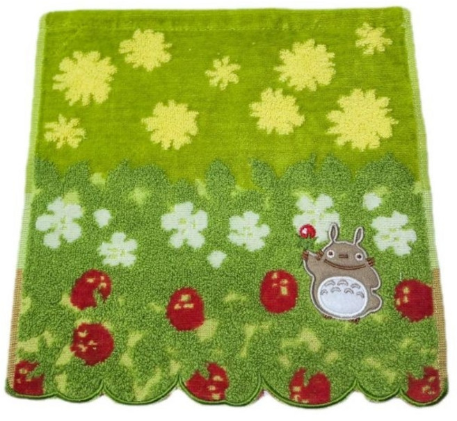 吉卜力龍貓有機棉刺繡提花小方巾 25x25公分 多款圖案, 3款，25x25cm, 1個