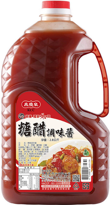 高慶泉 糖醋調味醬(公司直售) 家庭號大容量 酸甜可口 輕鬆料理, 2.8kg, 1個
