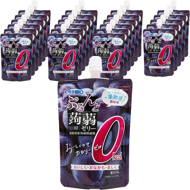 ORIHIRO Q彈蒟蒻果凍 低卡路里巨峰葡萄口味 站立袋裝, 24個