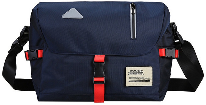 WEROCKER 郵差包 防潑水單肩騎行通勤側背包, 深湖藍