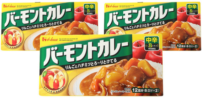VermontCurry 佛蒙特咖哩塊 中辣口味 2塊入, 3盒, 230g