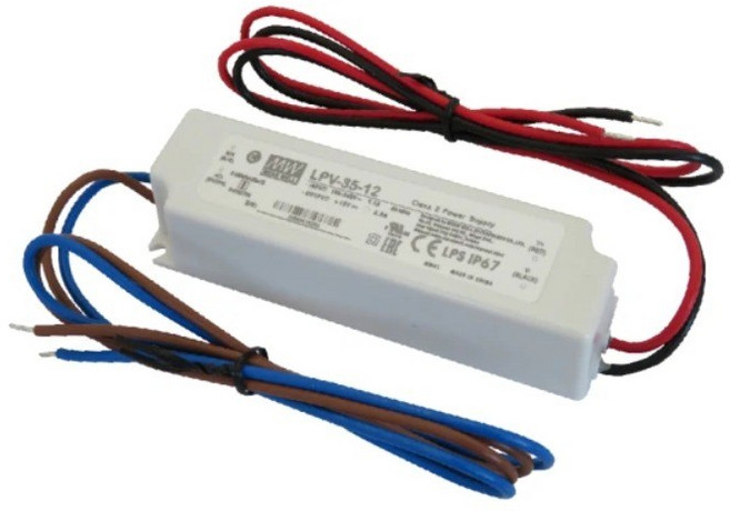 明緯 12V戶外防水變壓驅動器 35W, LPV-35-12, 1個