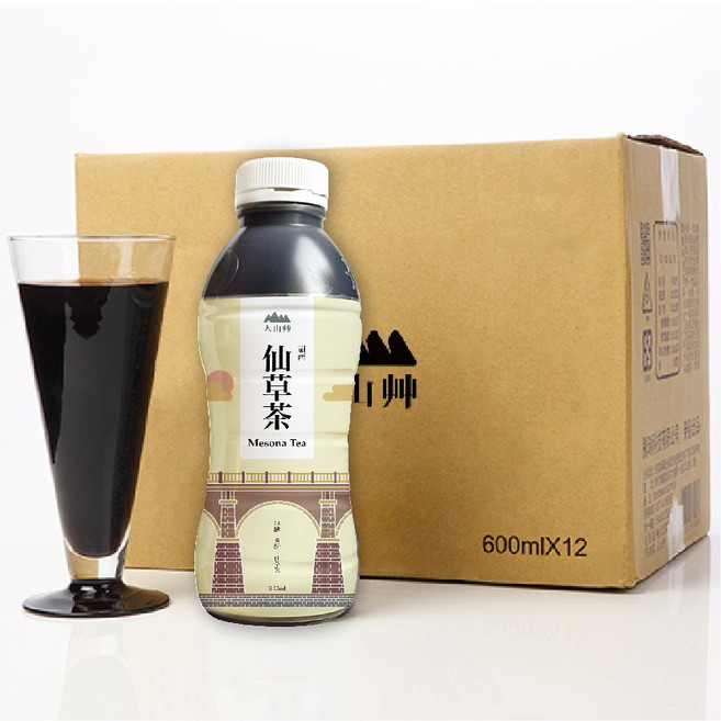 人山艸 仙草茶 古法熬製 草本清涼 無色素防腐劑, 1個, 12個裝, 600ml
