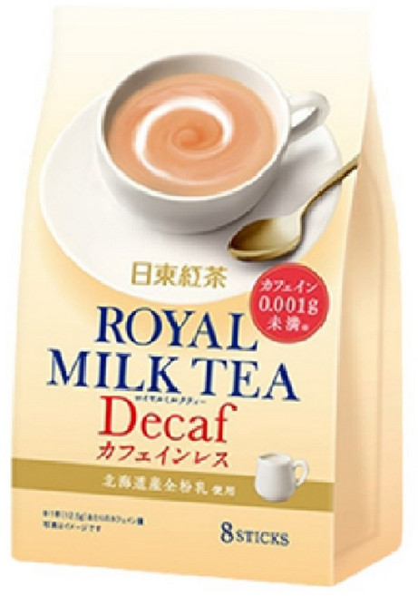 日東紅茶 皇家奶茶粉 (無咖啡因) 北海道奶粉 獨立包裝 即溶奶茶, 12.5g, 1套, 8個裝