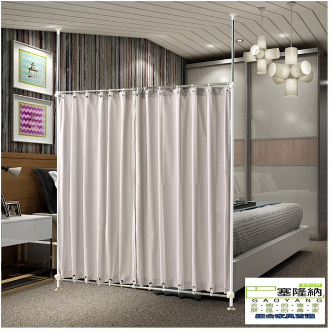 塞隆納 伸縮屏風 一字型伸縮防塵隔間, 尊爵灰,+特殊增高器(68公分)2支