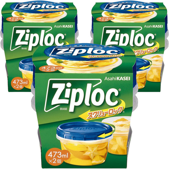 Ziploc 密保諾 旋轉蓋冰箱保鮮盒 圓形 473ml, 3組, 2個