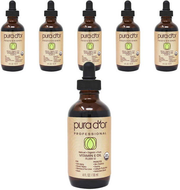 pura d'or 維生素E精油 70000IU, 6瓶, 118ml