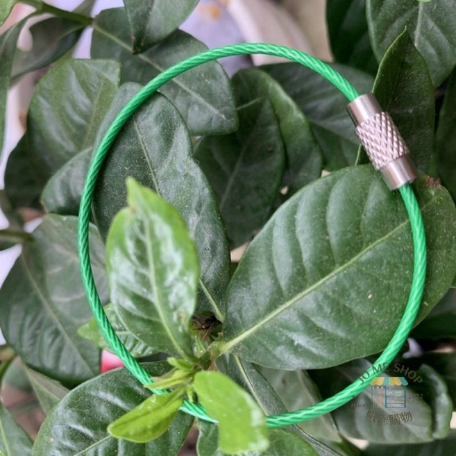 包膠環保鋼索鋼絲圈鑰匙圈, 綠色, 1個