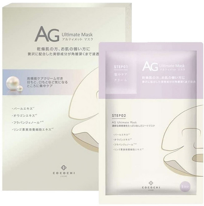 Cocochi AG珍珠提亮面膜, 1盒, 5片