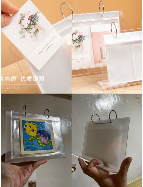 照片框 收納照片本 作品收納 展示架 勞作夾 明信片收納 透明內頁活頁設計, 1個, 透明