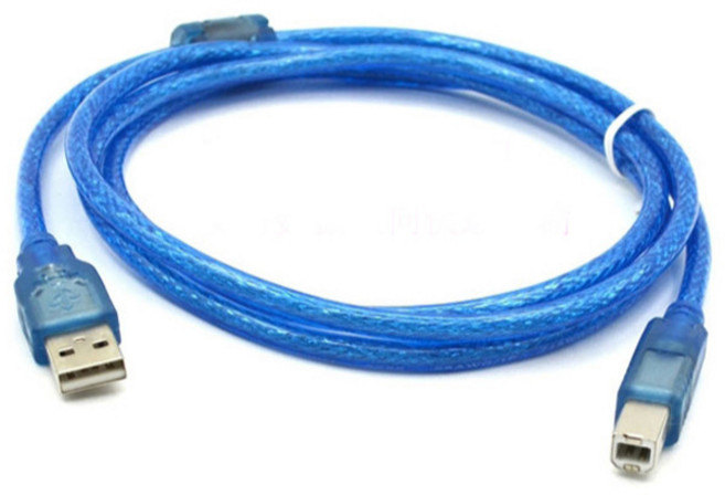 TYPE-B 印表機傳輸線 USB 2.0 抗干擾磁環 影印機 事務機 觸控連接線, 藍色, 1個, 5m