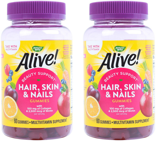 Nature's Way 然萃維 Alive!膠原蛋白&綜合維他命軟糖, 60顆, 2罐