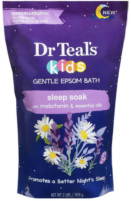 Dr Teal's Epsom溫和睡眠浸泡沐浴鹽, 1包, 909g