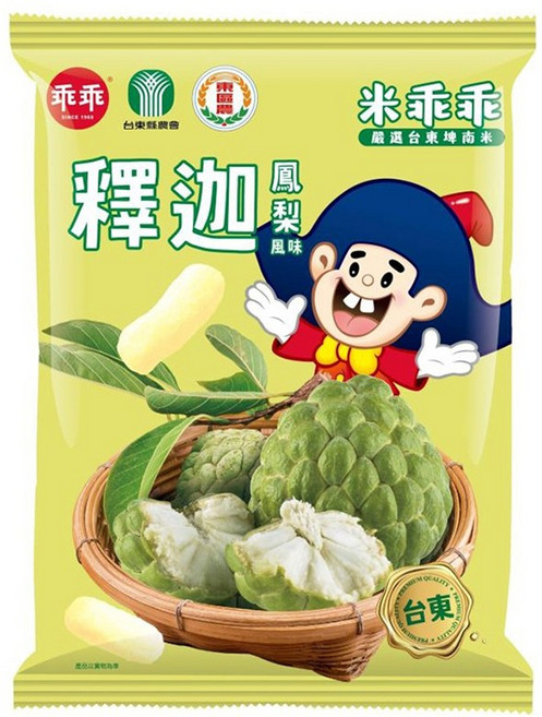 米乖乖 釋迦鳳梨風味 (台東縣農會) - 台東埤南米製成 非油炸健康零食, 52g, 1個