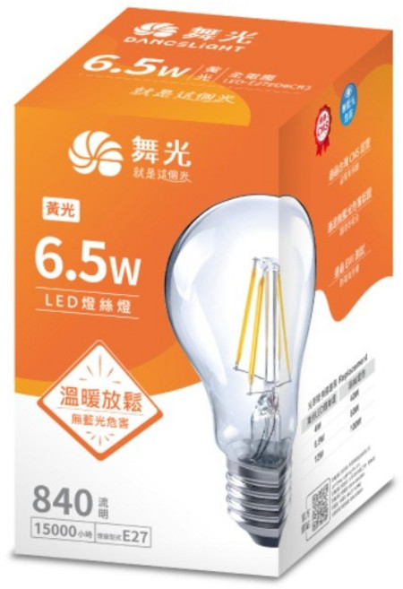舞光 E27 燈絲燈 6.5w 一般型 燈泡, 其他顏色, 1個
