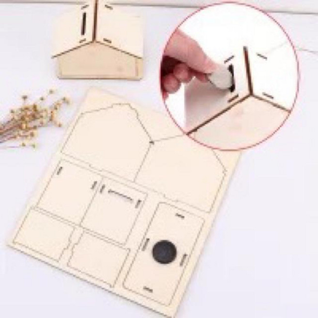 木質白胚房子儲存錢罐 DIY彩繪存錢筒 兒童手工製作材料 存錢房子 買屋基金, 白, 1個