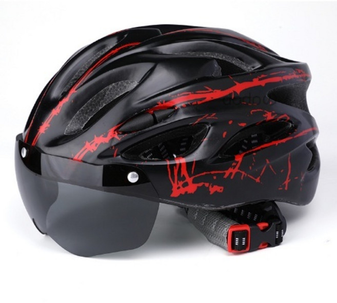磁吸風鏡公路單車安全帽, 黑紅
