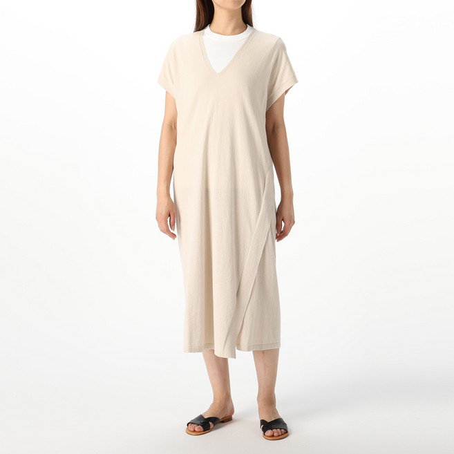 HumanWoman 女款針織中長款連衣裙, 白色