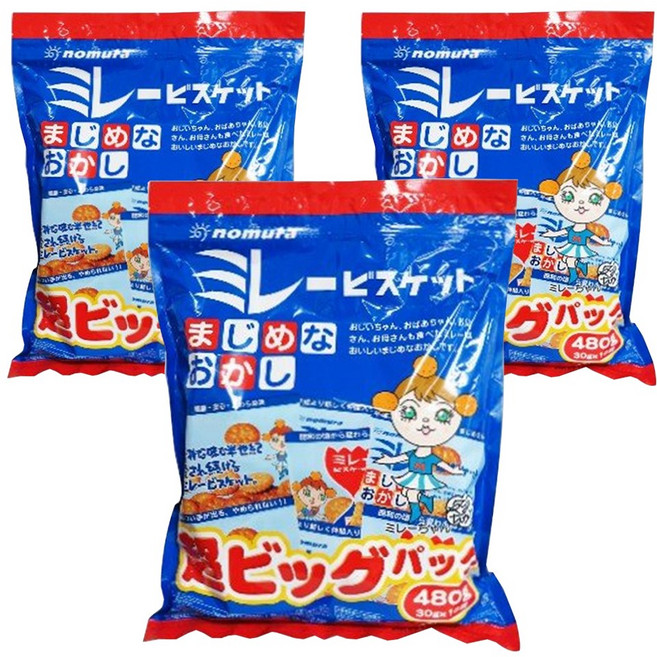 nomura 野村美樂 經典小圓餅 16包入, 3袋, 480g