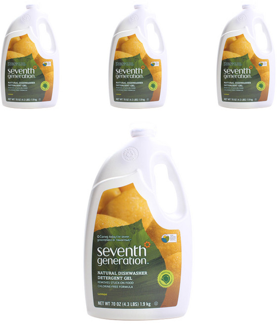 Seventh GENERATION 淨七代 洗碗機專用廚房洗碗精 檸檬香, 4個, 1.9kg