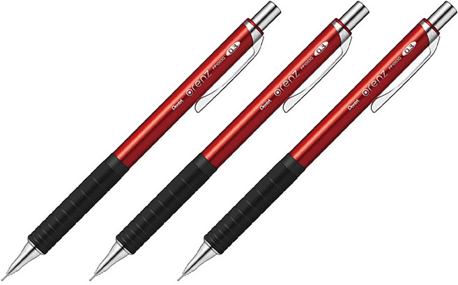Pentel 飛龍文具 ORENZ 金屬握位自動鉛筆 PP1003G 紅色, 3個, 0.3mm