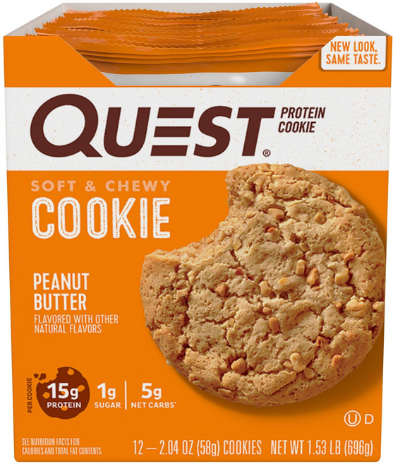 QUEST NUTRITION 高蛋白餅乾 花生醬口味, Peanut Butter, 1盒, 696g