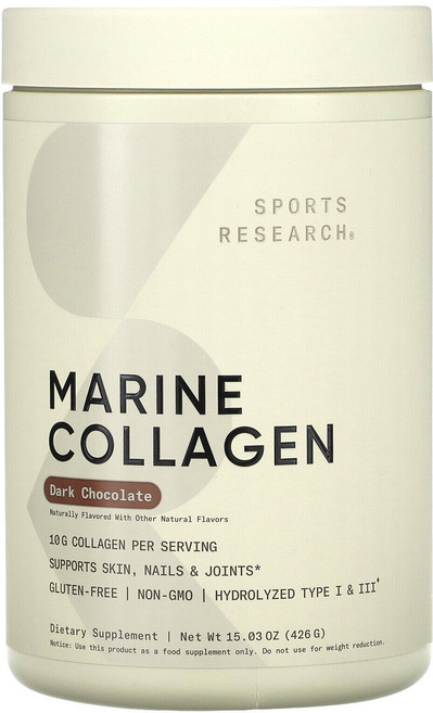 SPORTS RESEARCH 海洋膠原蛋白粉 黑巧克力口味, 1罐, 426g