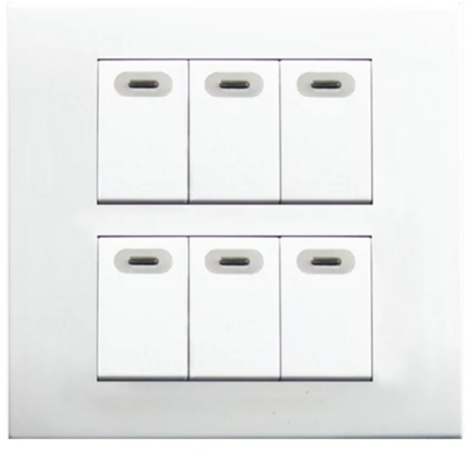 中一電工 熊貓系列 JY-5655W 螢光六開關 (110V) 六開 六切, 1個