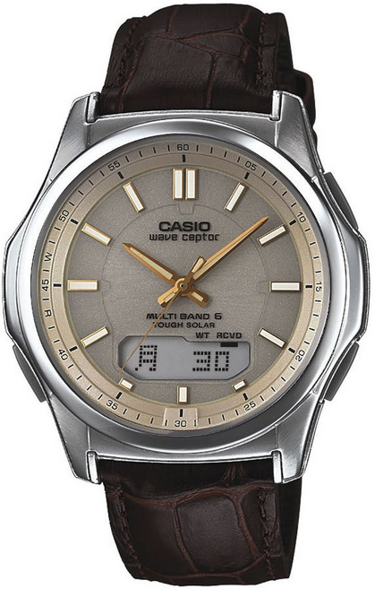 CASIO 卡西歐 男款WAVE CEPTOR系列皮革錶帶太陽能手錶 WVA-M630L-9AJF
