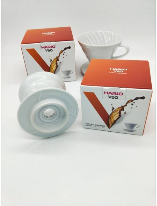 Hario V60 白色陶瓷圓錐濾杯 (1-2杯用) VDC01W 手沖咖啡濾杯, 1個, VDC-01W錐型濾杯, 1~2人