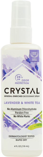 CRYSTAL 礦物質除臭身體噴霧 薰衣草白茶, 1入, 118ml