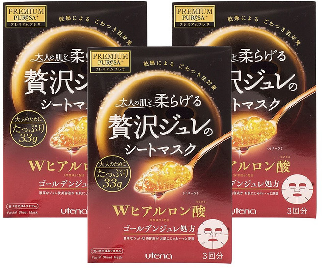 utena 佑天蘭 PREMIUM PURESA黃金果凍面膜 玻尿酸, 3個, 3片