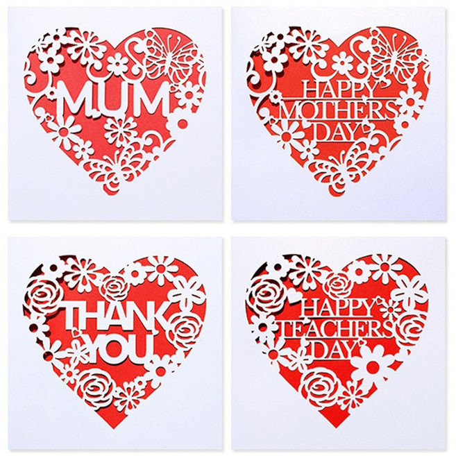 母親節愛心珠光賀卡 明信片 感謝卡 手寫卡片, TEACHERS DAY
