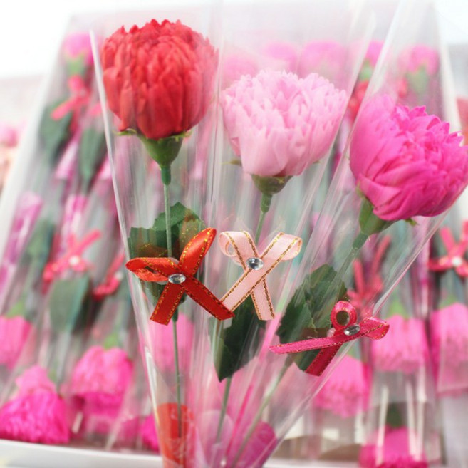 康乃馨香皂花 單支花束 母親節花束 禮物 YF15461, 粉紅色, 1個