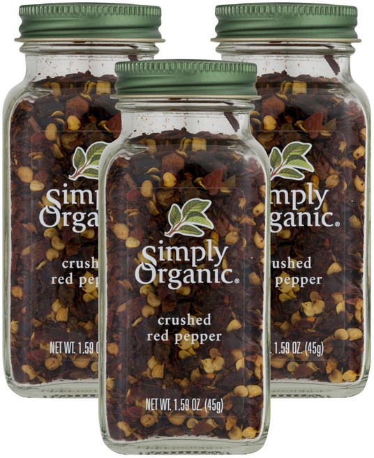 Simply Organic 紅辣椒碎, 3罐, 45g